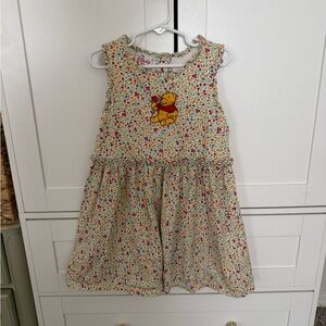 Vintage Disney Kids Dress with Floral and Pooh Design